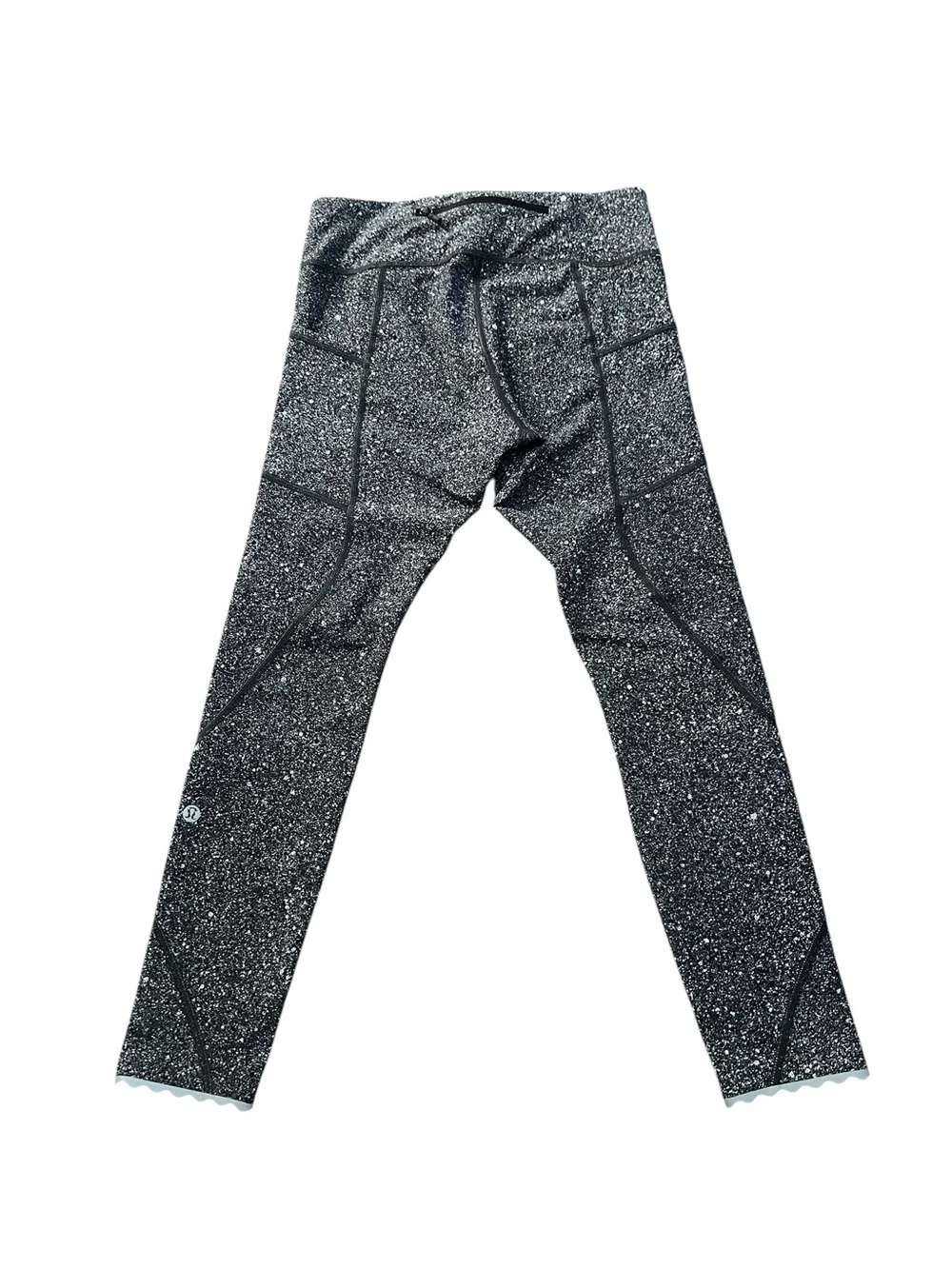 Lululemon Tight Stuff II Black With White Speckles Athletic Leggings Size 6